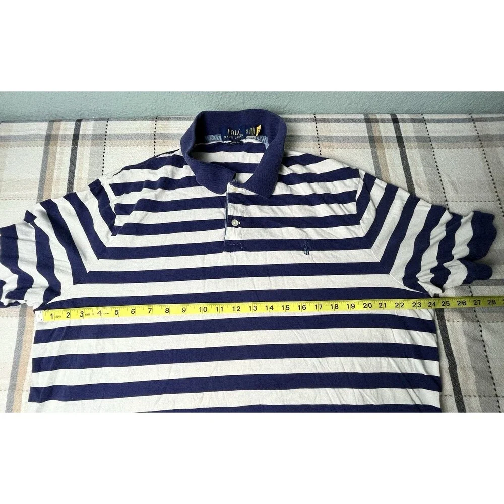 Polo Ralph Lauren Classic Fit Blue/White Striped Short Sleeve Shirt Size XL